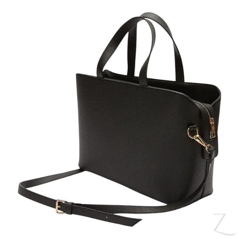 Ladies Faux Leather Crossbody Tote Bag | Adjustable Strap | "Kiki"