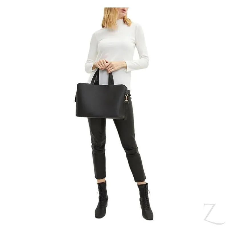 Ladies Faux Leather Crossbody Tote Bag | Adjustable Strap | "Kiki"