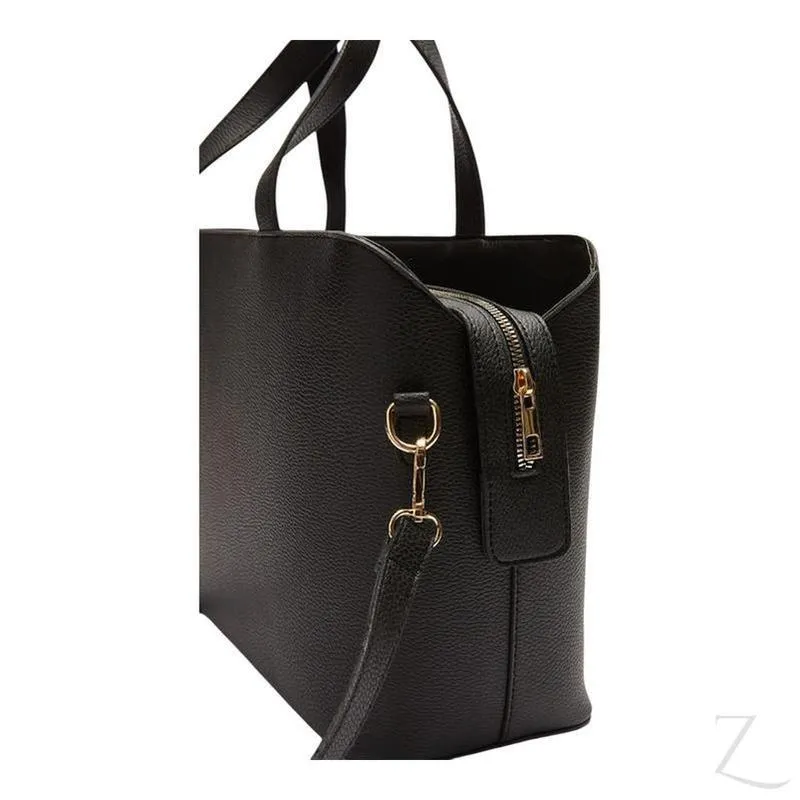 Ladies Faux Leather Crossbody Tote Bag | Adjustable Strap | "Kiki"