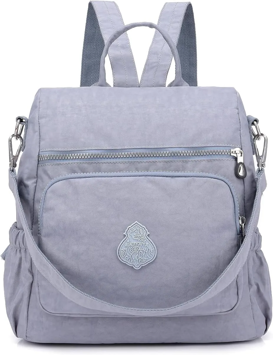 Ladies' multi zipper backpack, shoulder bag, handbag, casual bag, holiday gift(silver gray)