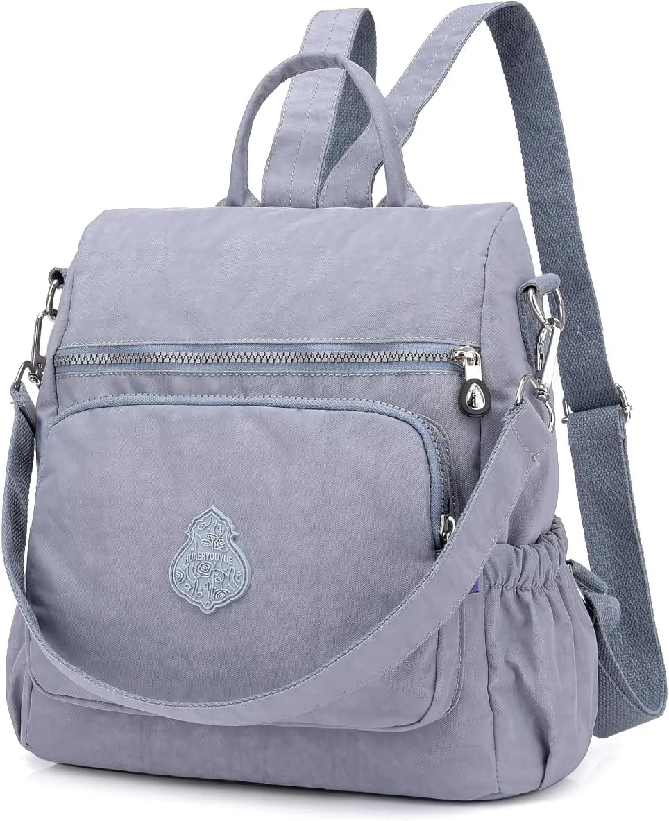 Ladies' multi zipper backpack, shoulder bag, handbag, casual bag, holiday gift(silver gray)