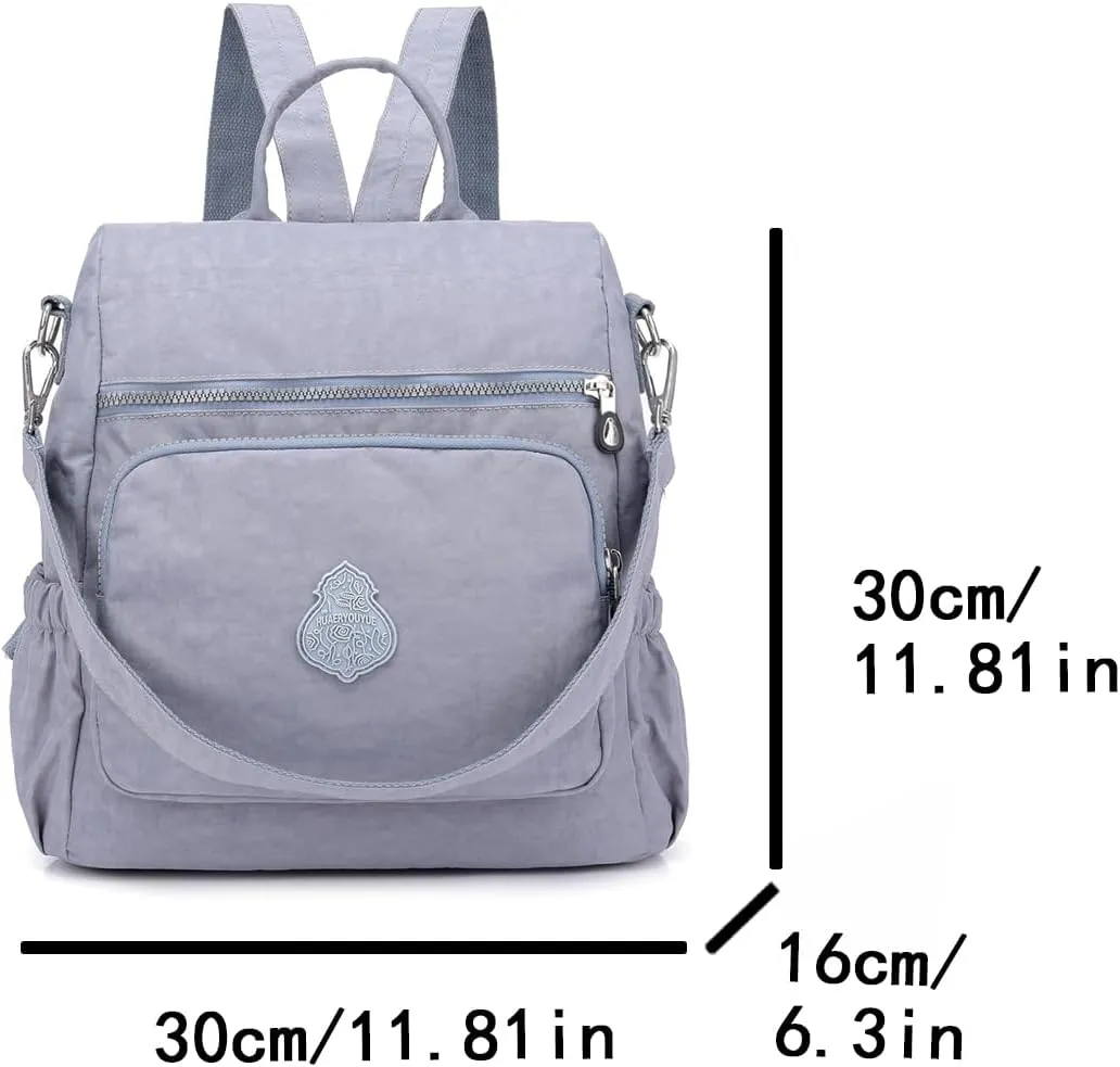 Ladies' multi zipper backpack, shoulder bag, handbag, casual bag, holiday gift(silver gray)