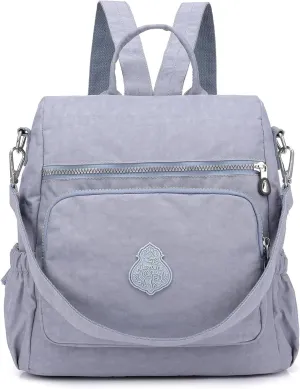 Ladies' multi zipper backpack, shoulder bag, handbag, casual bag, holiday gift(silver gray)