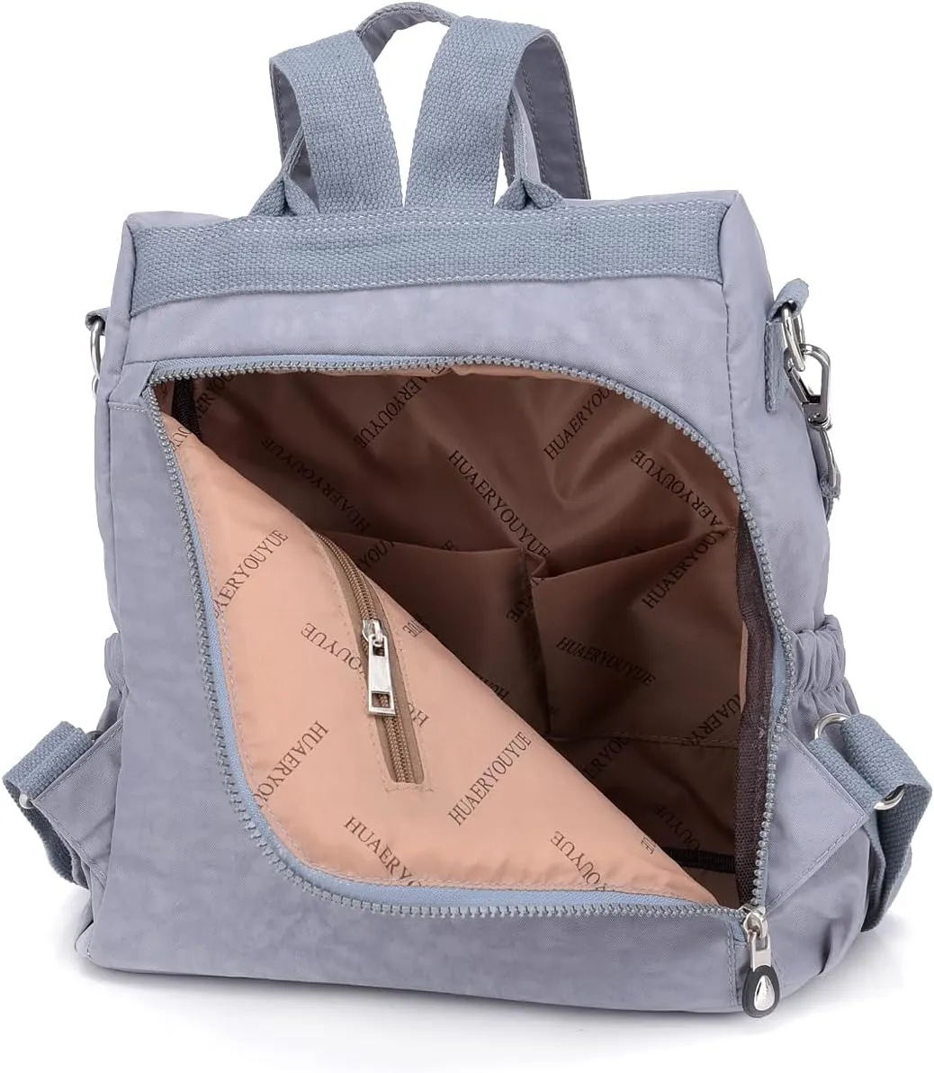 Ladies' multi zipper backpack, shoulder bag, handbag, casual bag, holiday gift(silver gray)