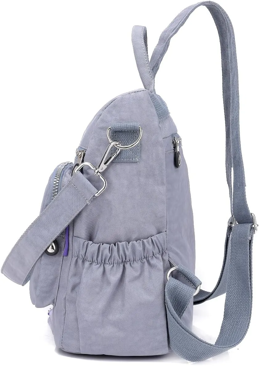 Ladies' multi zipper backpack, shoulder bag, handbag, casual bag, holiday gift(silver gray)