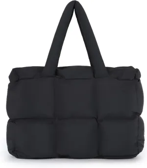 Lanpet Puffer Tote Bag for Women,Large Quilted puffy Padded Handbags Lightweight Shoulder Bags for Travel Gym Shopping Work