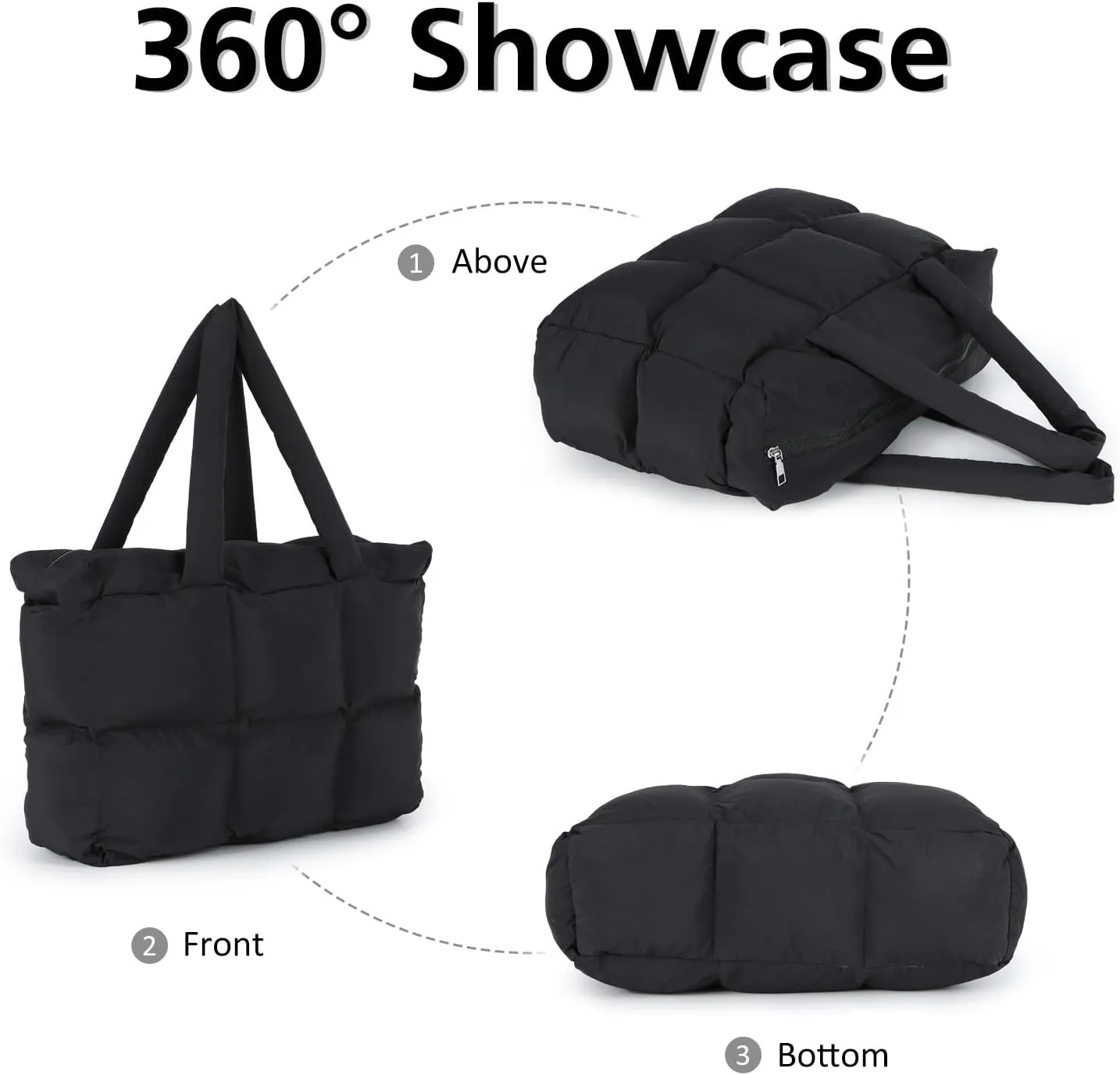 Lanpet Puffer Tote Bag for Women,Large Quilted puffy Padded Handbags Lightweight Shoulder Bags for Travel Gym Shopping Work