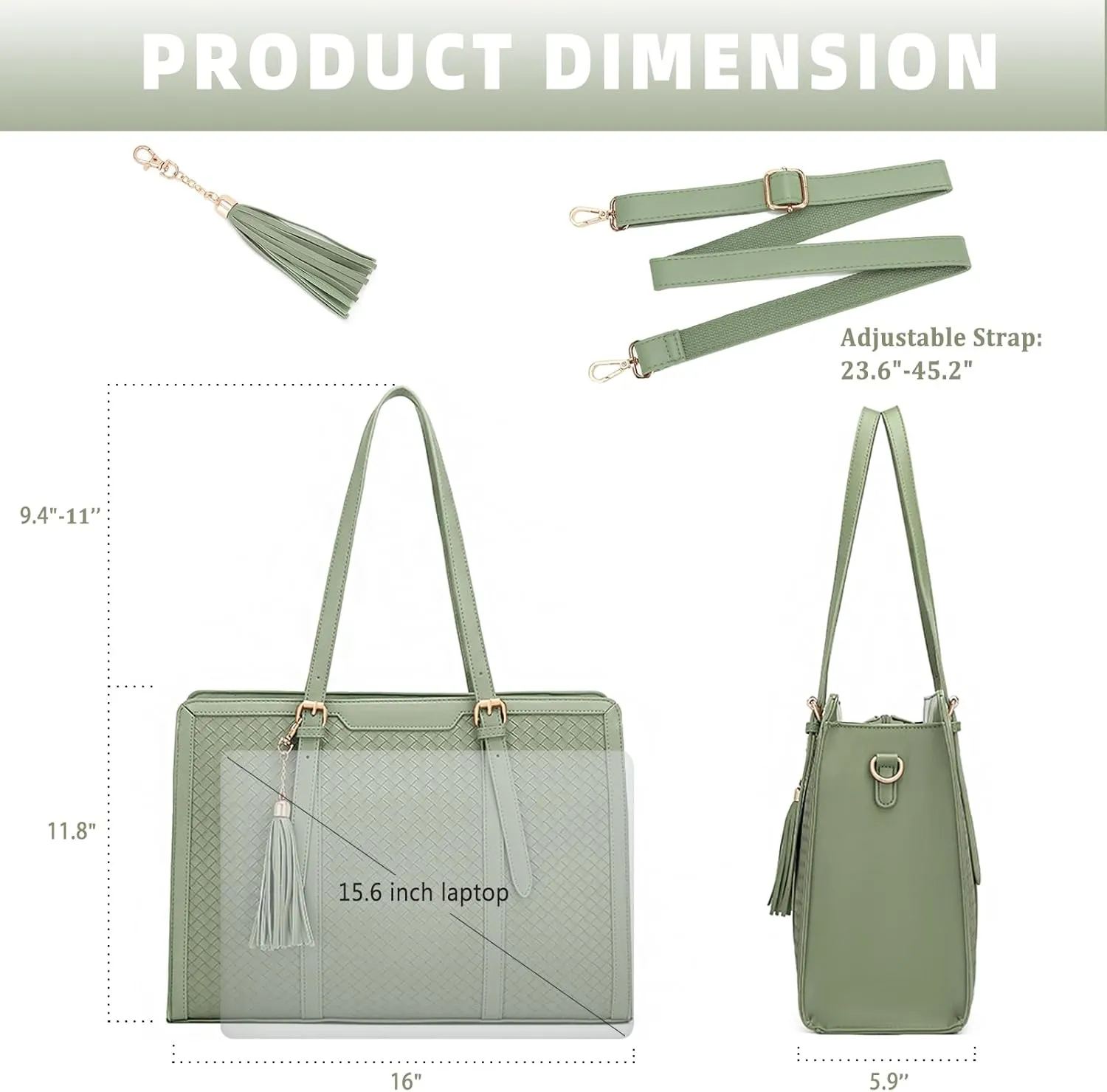 Laptop Tote Bag for Women fits 15.6 Laptop, PU Leather Work Tote bags for Women Large Computer Tote Handbag