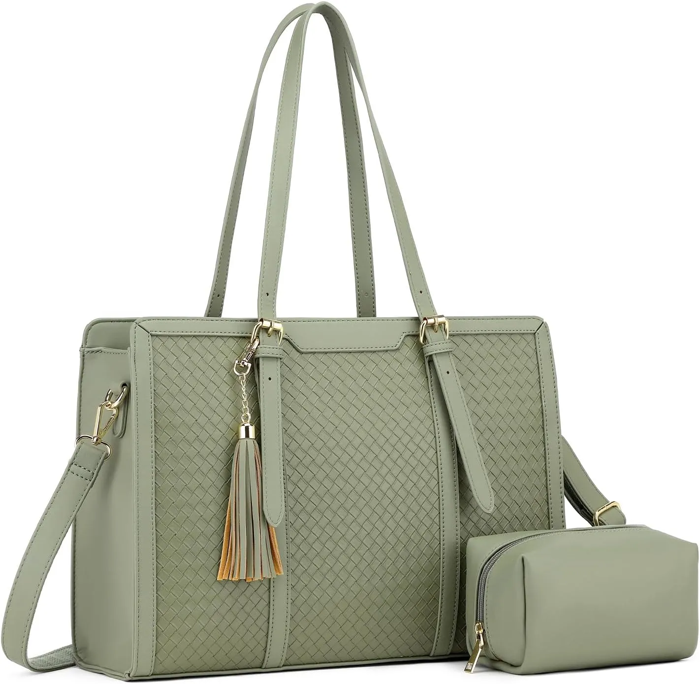 Laptop Tote Bag for Women fits 15.6 Laptop, PU Leather Work Tote bags for Women Large Computer Tote Handbag