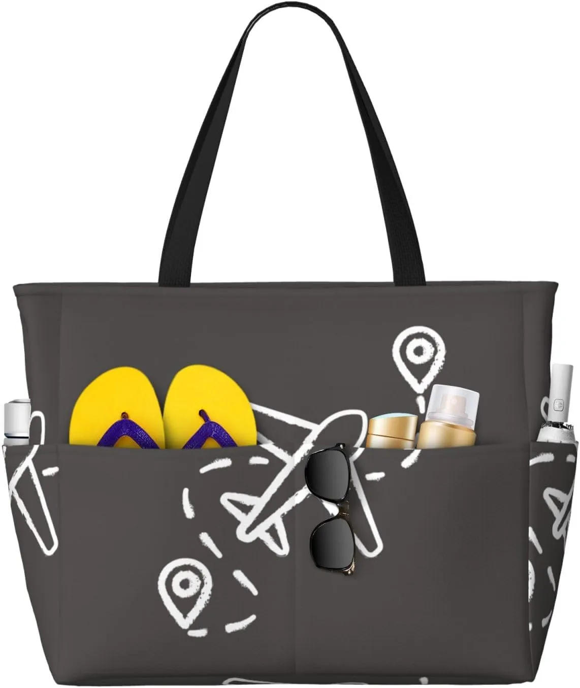 Large Beach Tote Bag for Women Extra Large Capacity Waterproof Sandproof Pool Bag Suitable for Swimming Pool Gym Travel Groceries Airplane Route