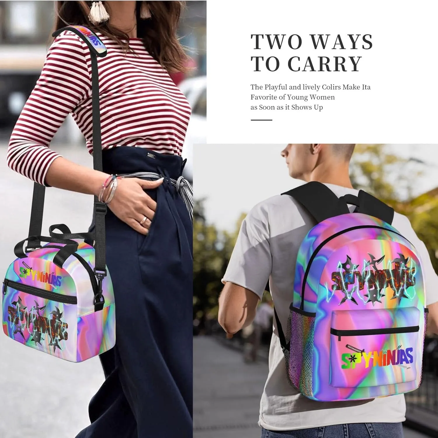 Large Capacity Backpack Camping Tote Shoulder Bag Combination 2 Piece Set Daypack For Daily Travel