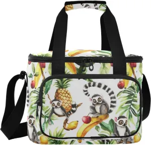 Large Lunch Bag Fruit Cute Animal Lemur Insulated Cooler Box For Women Men Picnic Camping Beach Handbag 24-Can (18L)