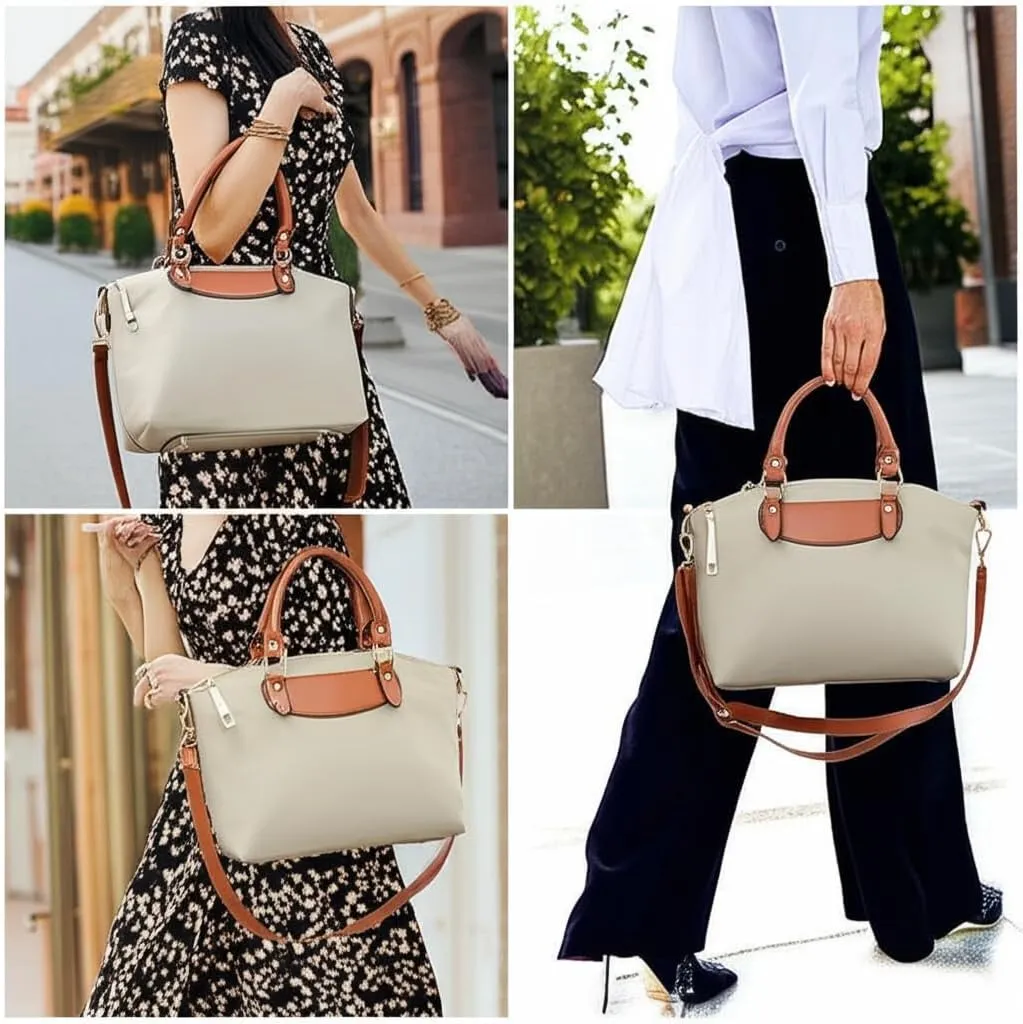 Large Nylon Handbags Set with Crossbody Purse, Waterproof Nylon Tote Bags for Women with Zipper, Casual Nylon Shoulder Bag