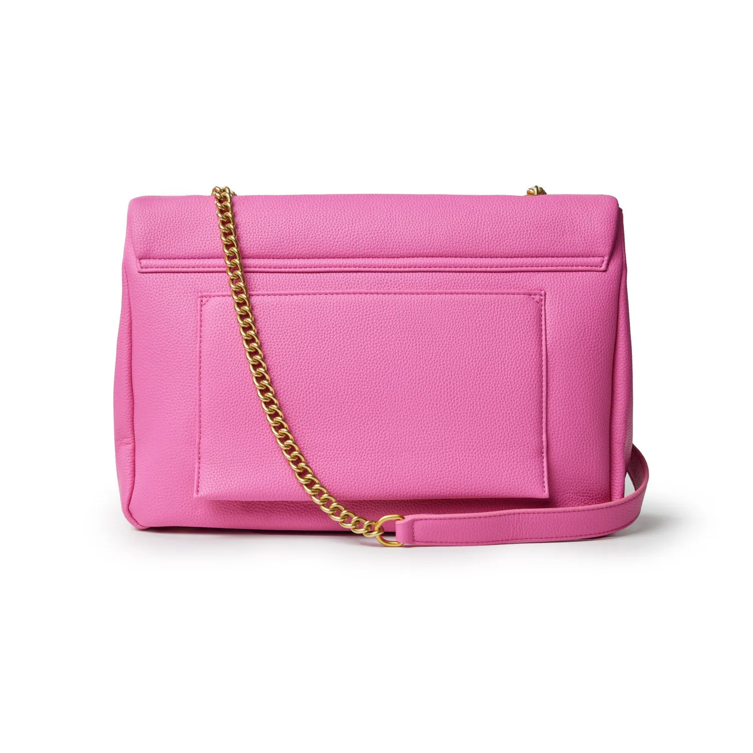 LARGE PEBBLE FLAP BAG - HOT PINK