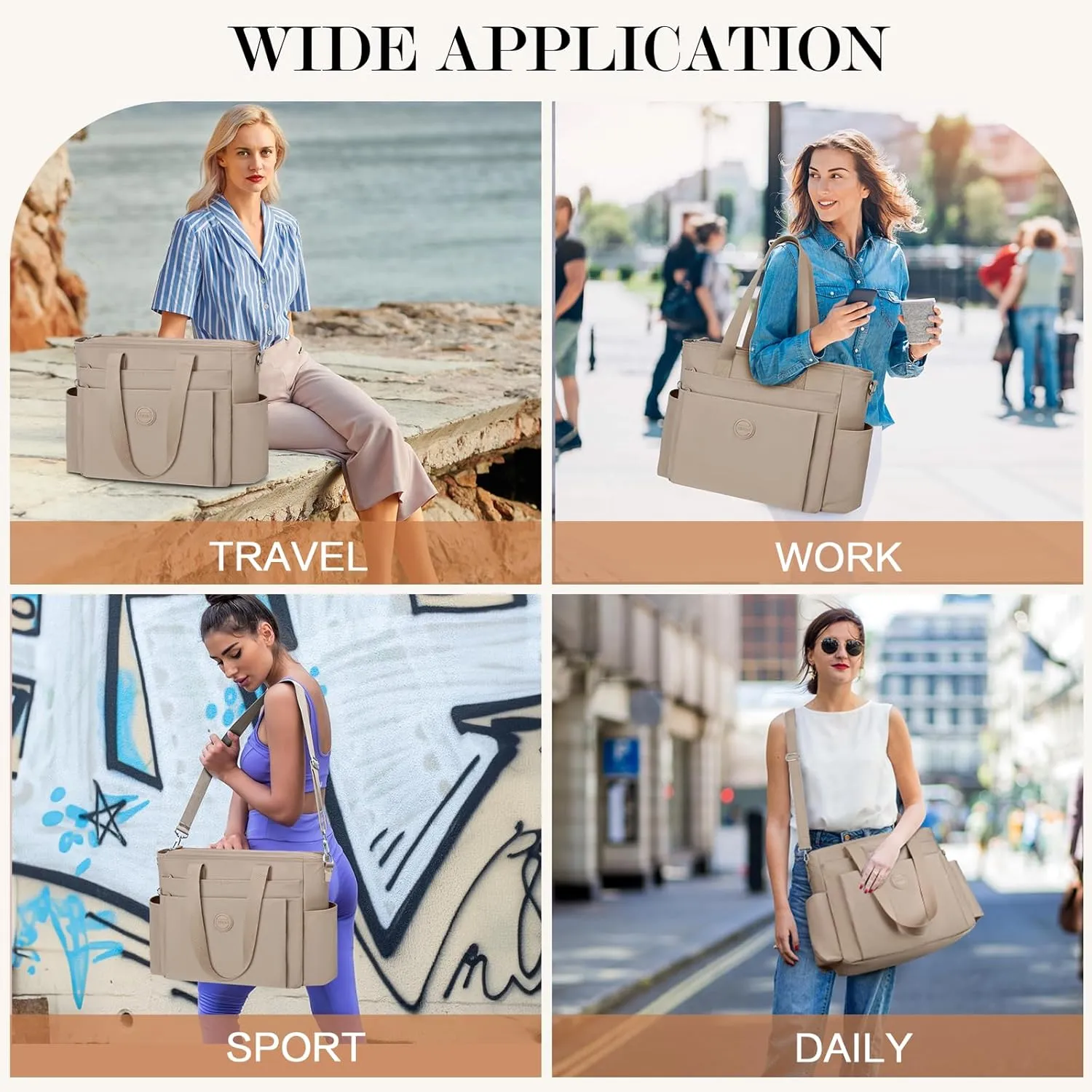 Large Tote Bag for Women, Waterproof Nylon Crossbody Tote Bag Shoulder Bag Carry On Bags for Travel Work Gym