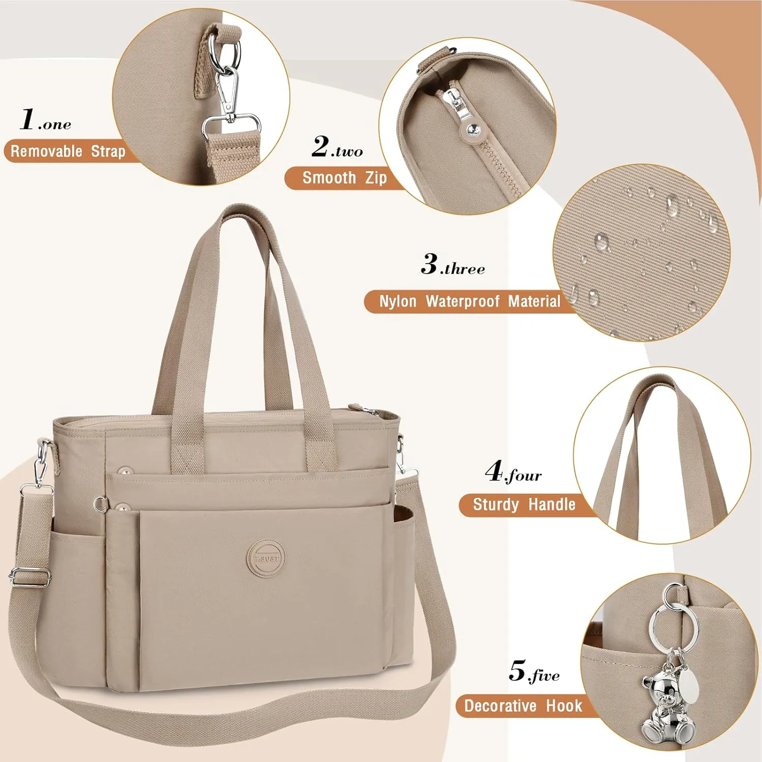 Large Tote Bag for Women, Waterproof Nylon Crossbody Tote Bag Shoulder Bag Carry On Bags for Travel Work Gym