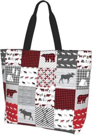 Large Tote Bag for Women Waterproof Reusable Shoulder Bag for Beach Travel Work and Grocery Shopping