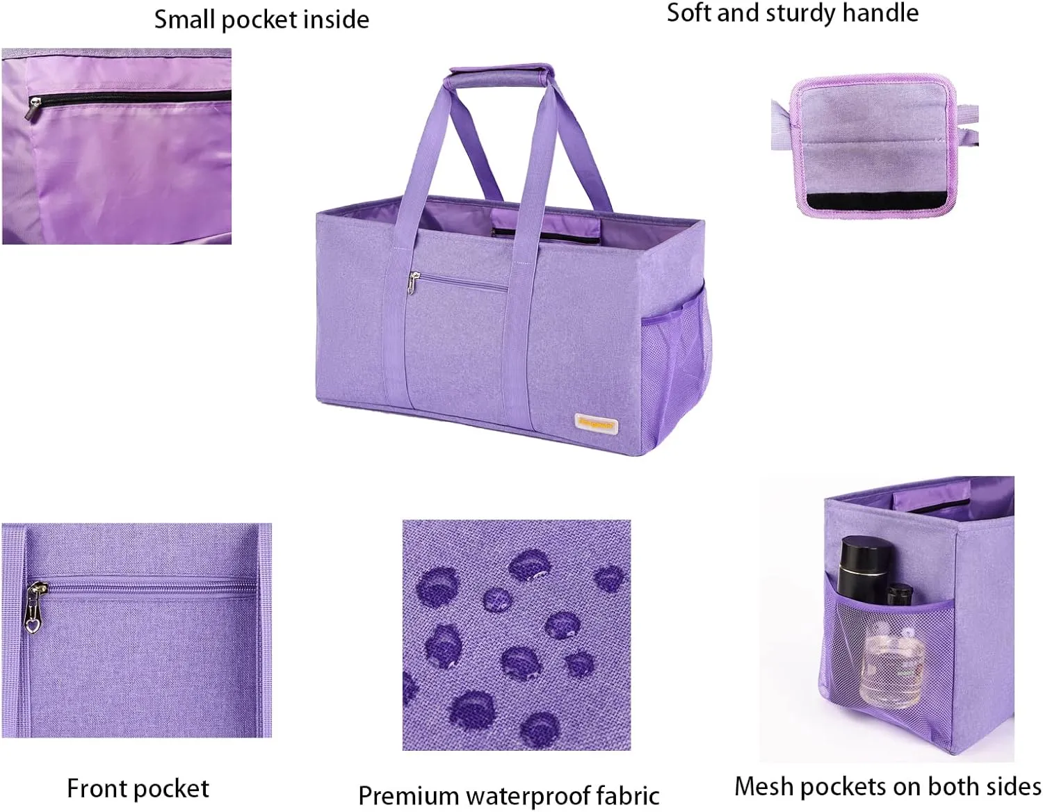 Large Utility Tote, Waterproof Beach & Picnic Bag, Foldable & Reusable Storage