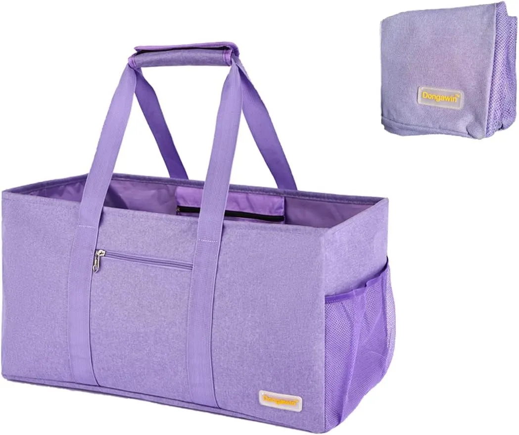 Large Utility Tote, Waterproof Beach & Picnic Bag, Foldable & Reusable Storage