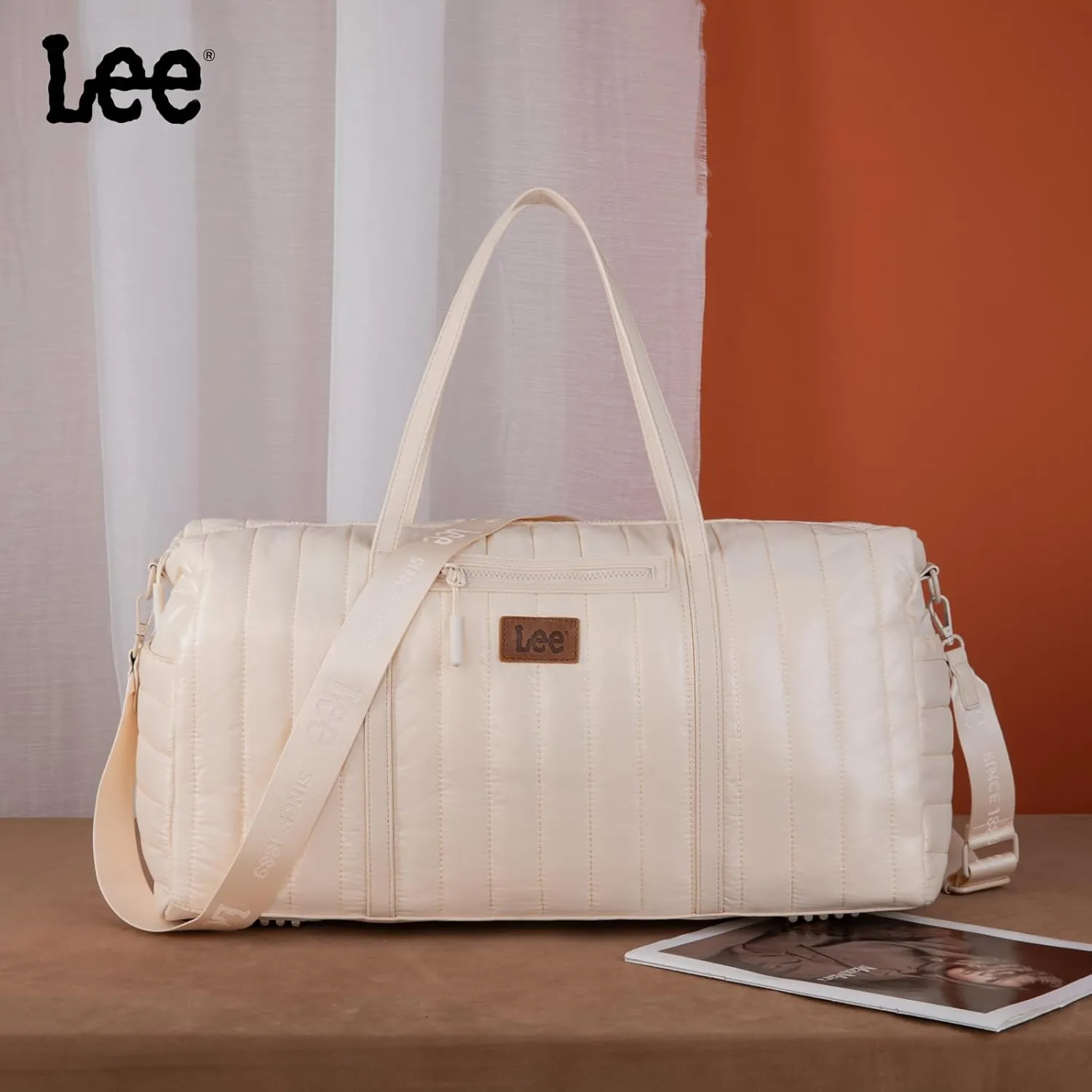 Lee Quilted Travel Duffel Bag for Women, Large Soft Puffy Lightweight Weekender Gym Bag with Adjustable Strap Water-Resistant Overnight Carry On Bag for Trips Sport Airplane Hospital