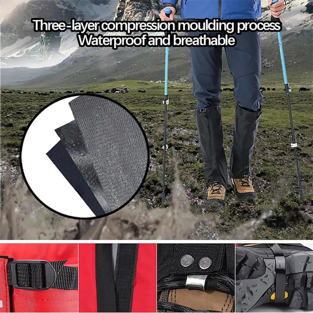Leg Gaiters for Hiking Boots,900D Waterproof Hunting Hiking Gaiters Adjustable Snow Boot Gaiters for Climbing, Dirt-Proof Ripstop Shoe Gaiters for Men Women,Durable Snake Gaiters