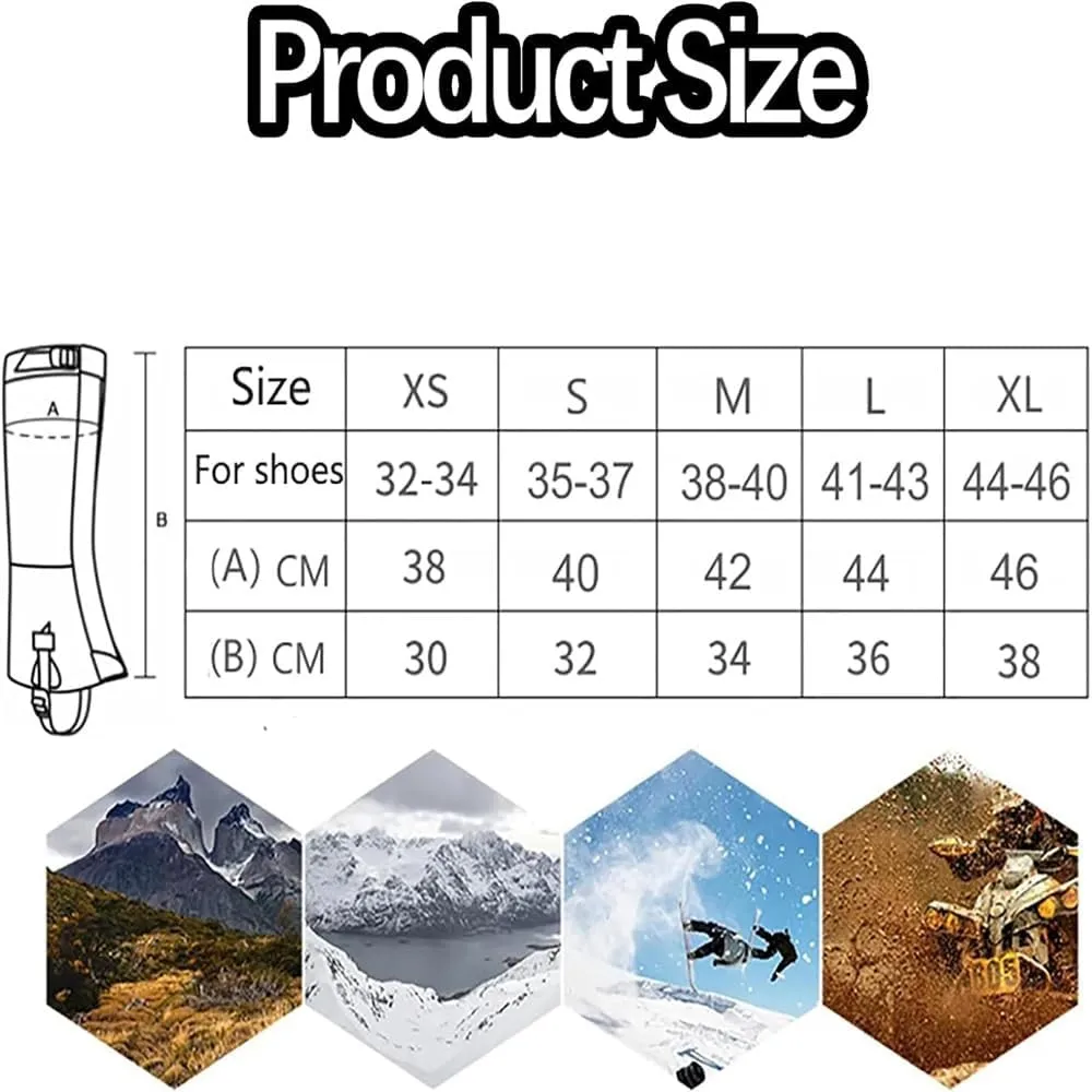 Leg Gaiters for Hiking Boots,900D Waterproof Hunting Hiking Gaiters Adjustable Snow Boot Gaiters for Climbing, Dirt-Proof Ripstop Shoe Gaiters for Men Women,Durable Snake Gaiters