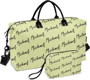 Lime Green Custom Travel Duffel Bag with Toiletry Bag Personalized Weekender Bag for Trips Sports Business Large Carry On Overnight Bag for Women & Men