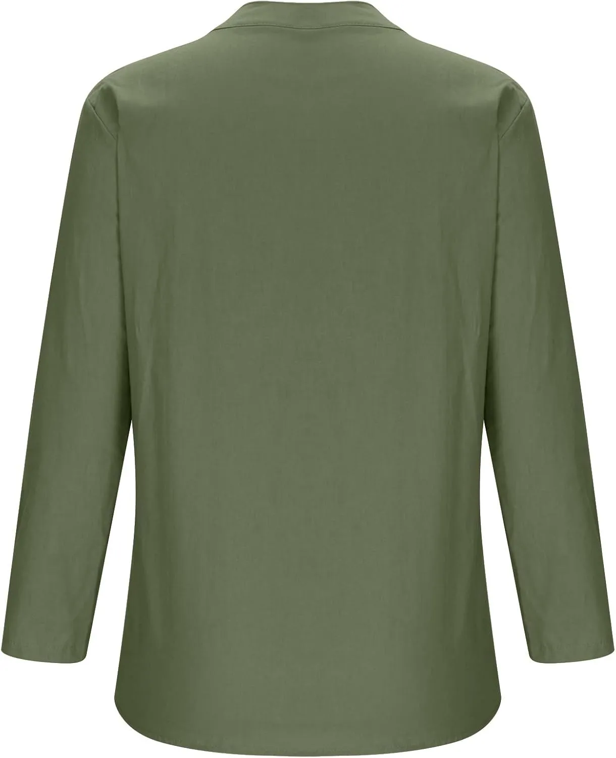 Linen Button Up Shirts for Women Plus Size Long Sleeve v Neck Summer Tops Loose Fit Dressy Casual Solid Blouses
