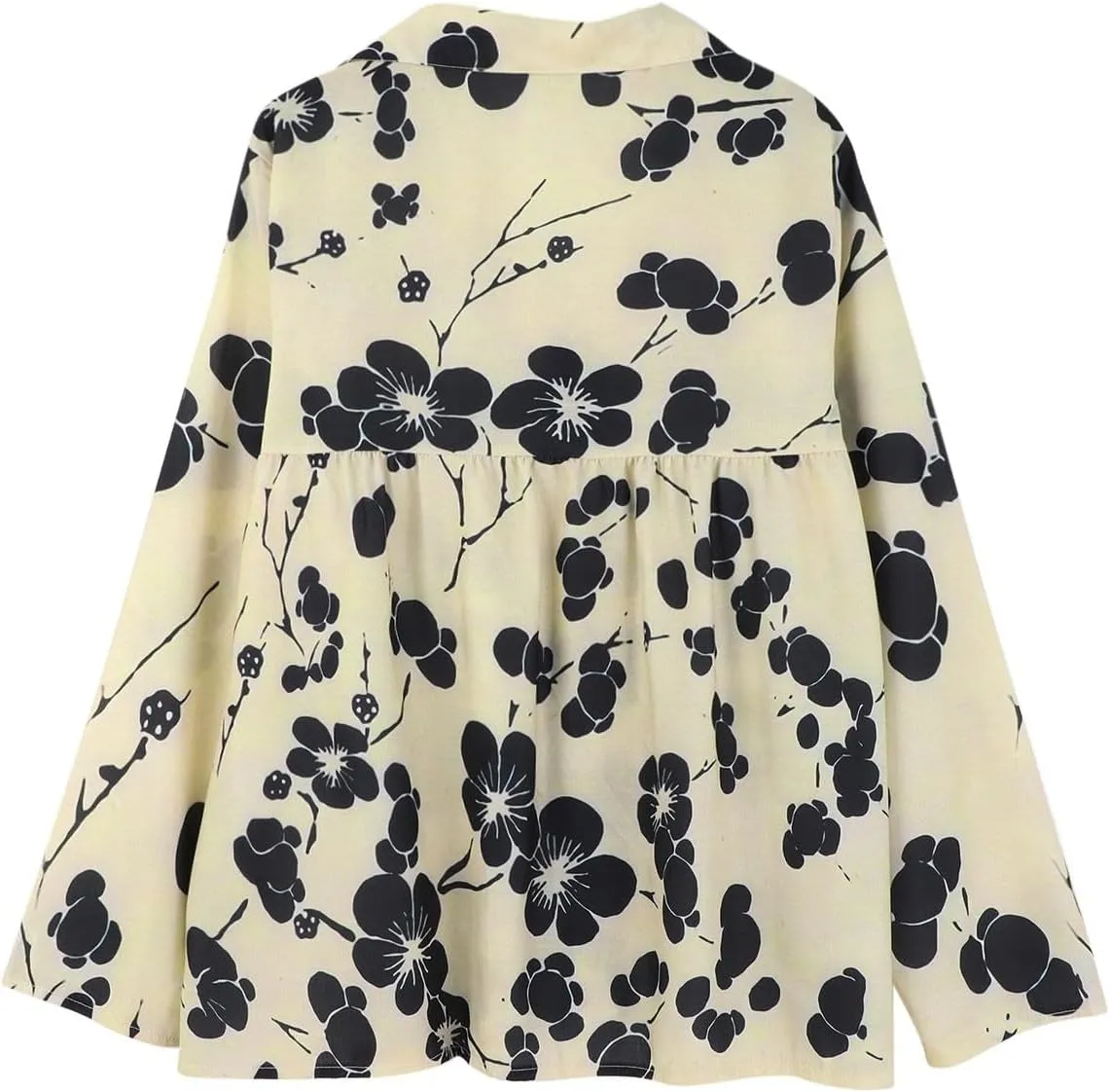 Linen Shirt for Women Breathable Tops Autumn Fragrant Fabric Shirt Solid Color Basic 3/4 Sleeve Tops