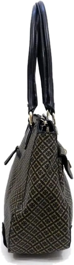 LOEM Black beige Gold lock Polka signature Satchel handbag Bag Designer