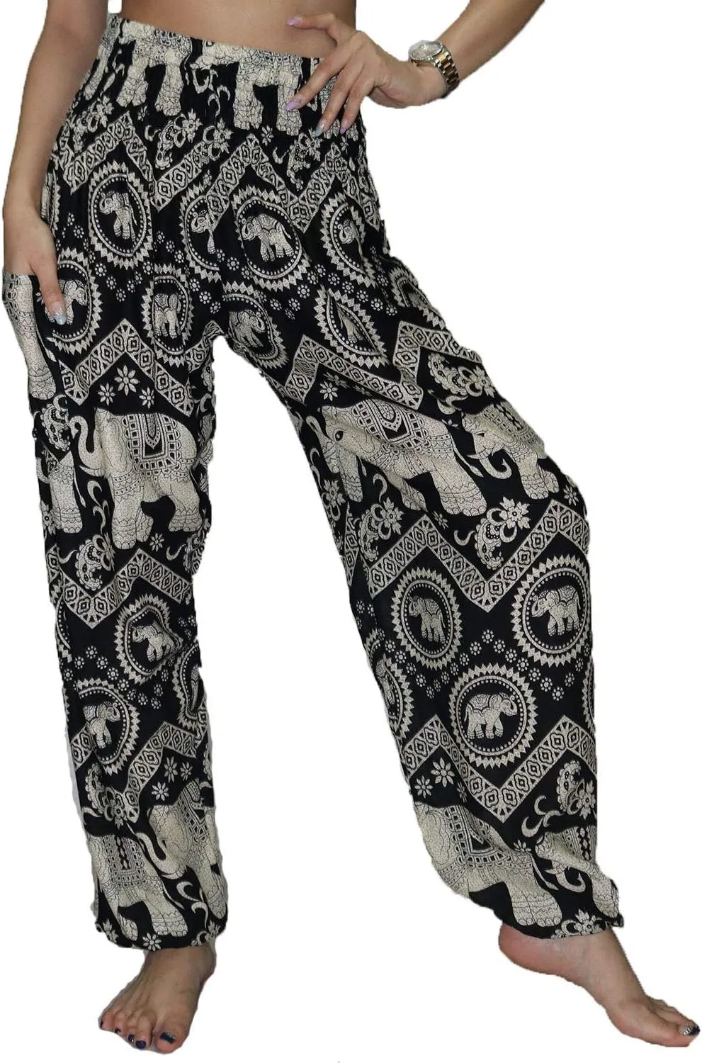LOFBAZ Harem Pants for Women Elephant Yoga Boho Hippie Maternity PJ Clothing