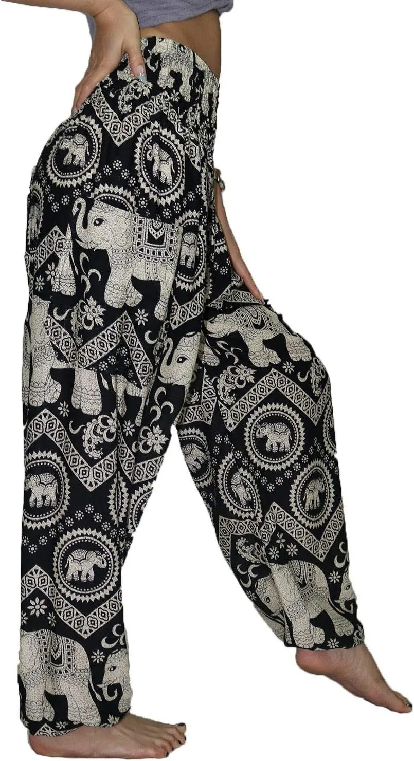LOFBAZ Harem Pants for Women Elephant Yoga Boho Hippie Maternity PJ Clothing