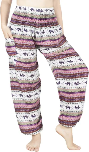 LOFBAZ Harem Pants for Women Elephant Yoga Boho Hippie Maternity PJ Clothing