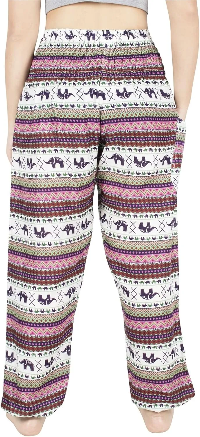 LOFBAZ Harem Pants for Women Elephant Yoga Boho Hippie Maternity PJ Clothing