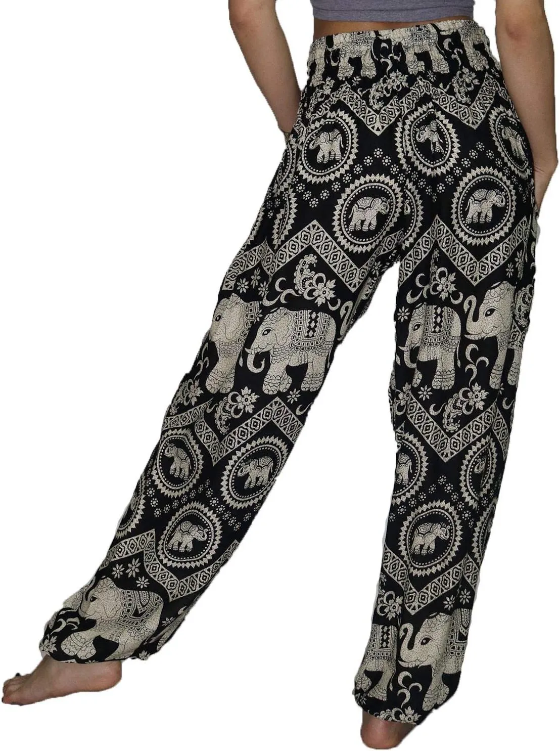 LOFBAZ Harem Pants for Women Elephant Yoga Boho Hippie Maternity PJ Clothing