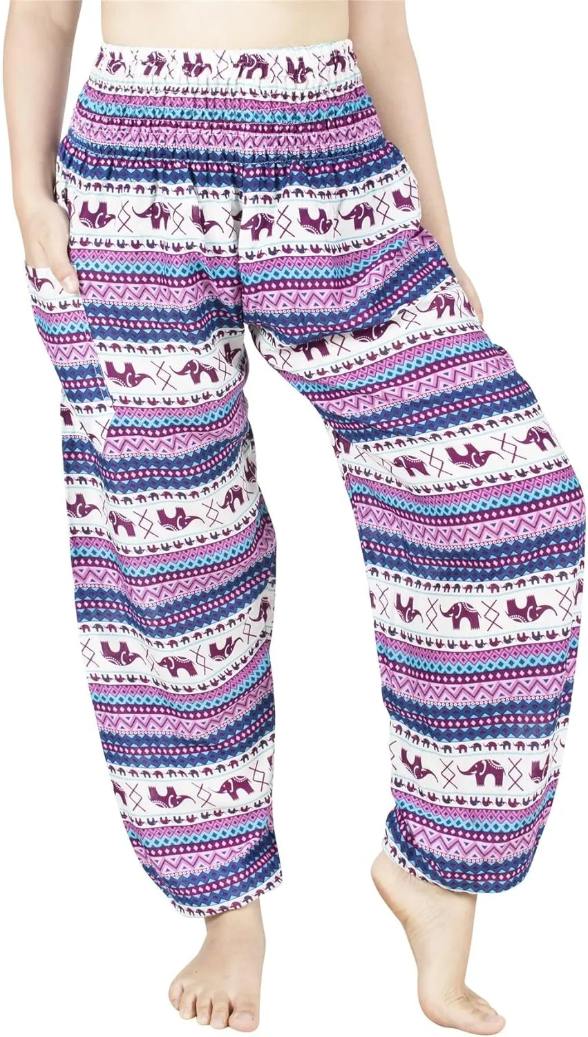 LOFBAZ Harem Pants for Women Elephant Yoga Boho Hippie Maternity PJ Clothing
