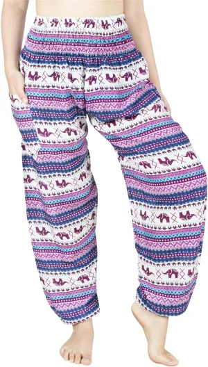 LOFBAZ Harem Pants for Women Elephant Yoga Boho Hippie Maternity PJ Clothing