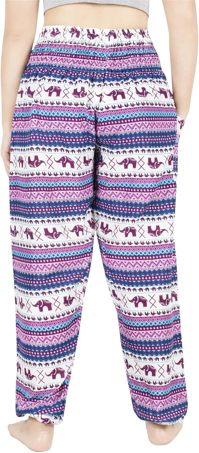 LOFBAZ Harem Pants for Women Elephant Yoga Boho Hippie Maternity PJ Clothing