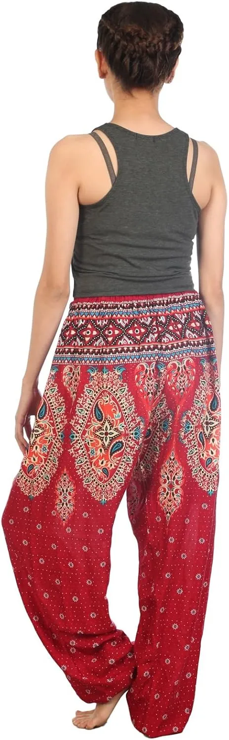 LOFBAZ Harem Pants for Women S-4XL Plus Drawstring Yoga Boho Palazzo PJ Clothing