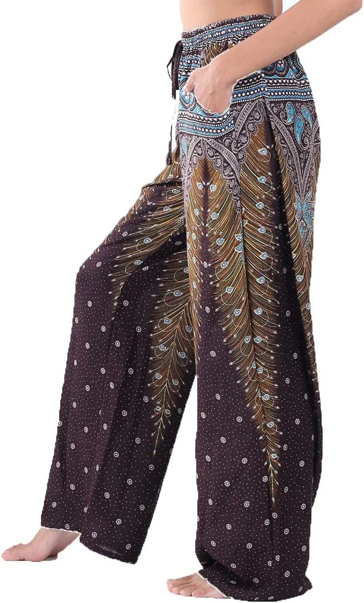 LOFBAZ Harem Pants for Women S-4XL Plus Drawstring Yoga Boho Palazzo PJ Clothing