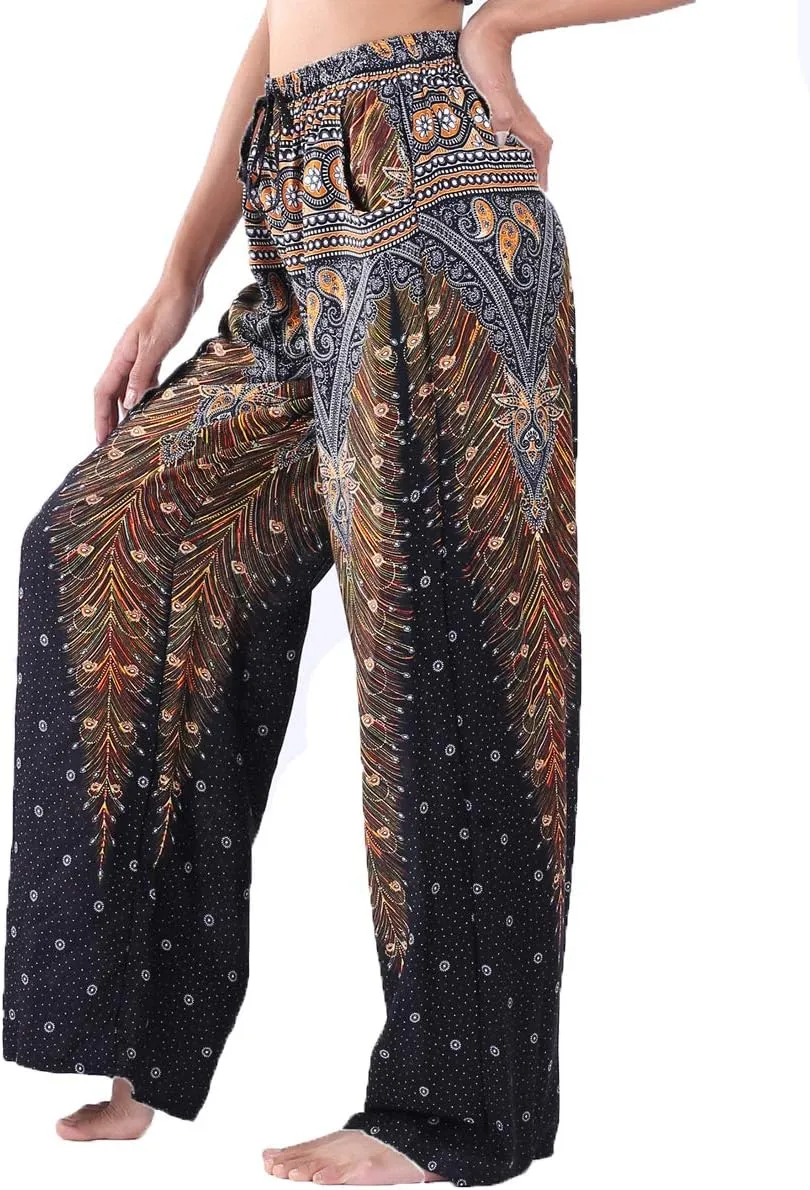 LOFBAZ Harem Pants for Women S-4XL Plus Drawstring Yoga Boho Palazzo PJ Clothing
