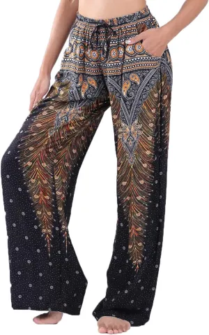 LOFBAZ Harem Pants for Women S-4XL Plus Drawstring Yoga Boho Palazzo PJ Clothing