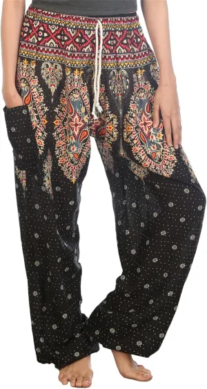 LOFBAZ Harem Pants for Women S-4XL Plus Drawstring Yoga Boho Palazzo PJ Clothing