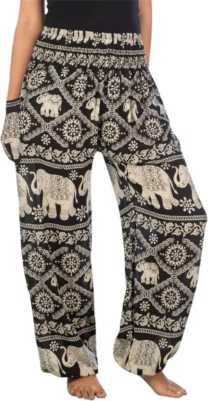 LOFBAZ Yoga Harem Hippie Pants for Women S-4XL Plus Boho Clothing PJ Elephant