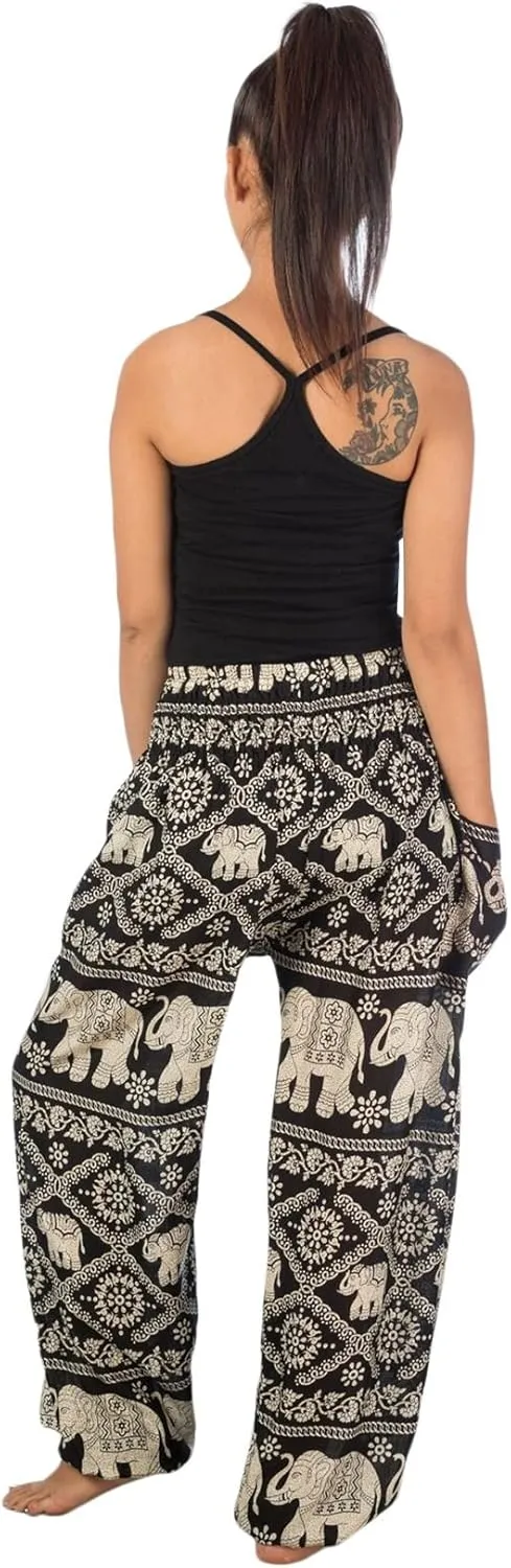 LOFBAZ Yoga Harem Hippie Pants for Women S-4XL Plus Boho Clothing PJ Elephant