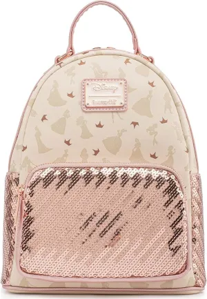 Loungefly Disney Ultimate Princesses All Over Print Sequin Womens Double Strap Shoulder Bag Purse