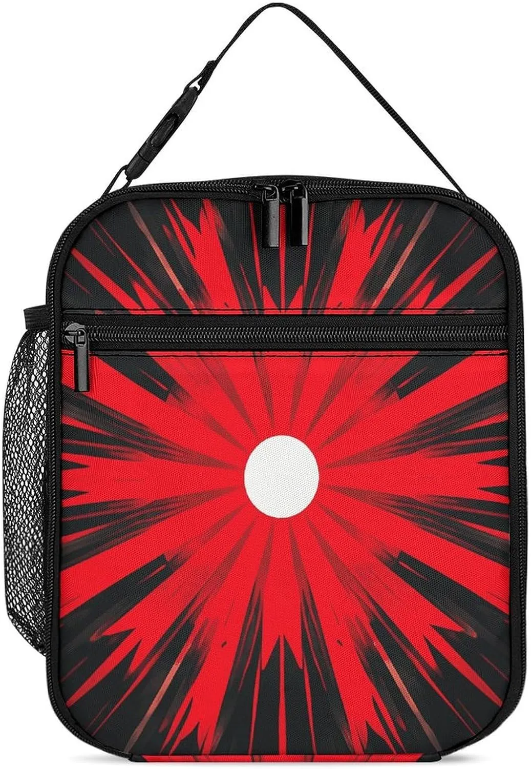 Lunch Bag Explosion Burst Red Black Lunch Box Portable Lunchbox Lunch Tote Bag Small Leakproof Cooler for Work Picnic Travel