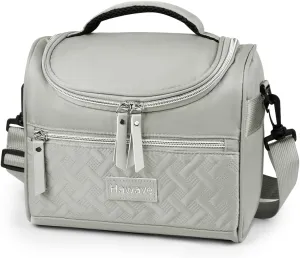 Lunch Bag for Women Men Adult Insulated Lunch Box, Leakproof Lunch Cooler Bag with Front Pocket & Adjustable Shoulder Strap, Reusable Large Lunch Tote Bag for Work Office Travel Picnic, Grey