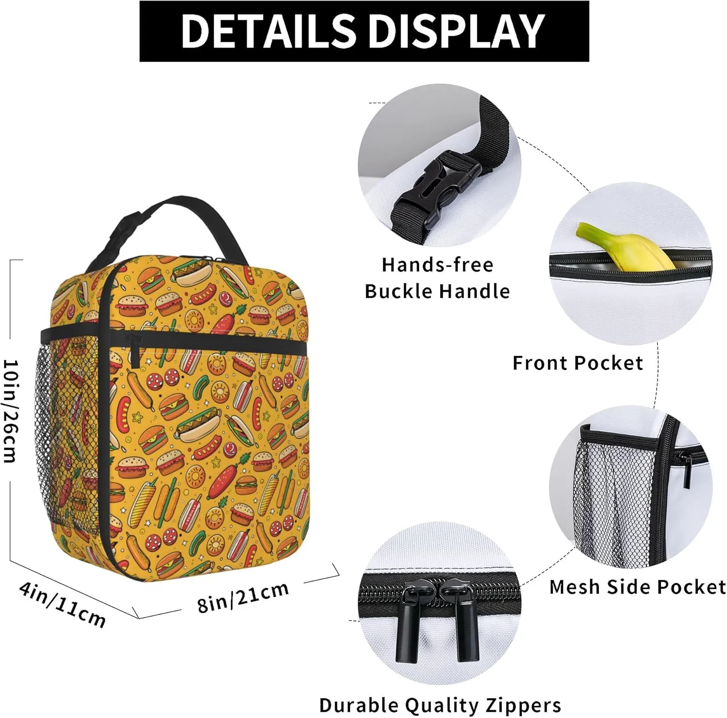 Lunch bag for Women Men, Insulated Lunch Box Container Reusable Leakproof Tote for Office, Work, Beach or Travel