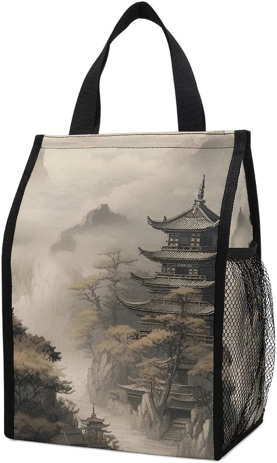 Lunch Bag for Women Men Lunch Box Insulated Chinese Style Architecture Lunch Tote Bag Reusable Lunch Cooler Bag for Work